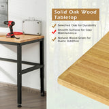 NNECW Solid Oak Wood Worktable with Adjustable Height for Garage