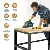 NNECW Solid Oak Wood Worktable with Adjustable Height for Garage