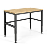 NNECW Solid Oak Wood Worktable with Adjustable Height for Garage