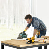 NNECW Solid Oak Wood Worktable with Adjustable Height for Garage
