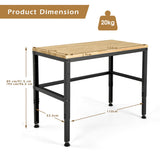 NNECW Solid Oak Wood Worktable with Adjustable Height for Garage