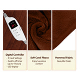 NNEDPE Laura Hill Heated Electric Blanket Throw Rug Coral Warm Fleece Brown