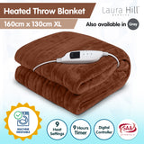 NNEDPE Laura Hill Heated Electric Blanket Throw Rug Coral Warm Fleece Brown