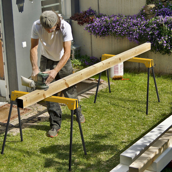 NNECW Pack of 2 Folding Sawhorses with Convenient Handle and  Lightweight Tool Stands for Indoor/Outdoor Use