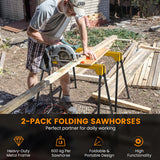 NNECW Pack of 2 Folding Sawhorses with Convenient Handle and  Lightweight Tool Stands for Indoor/Outdoor Use