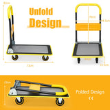 NNECW Folding Push Cart Dolly with 360 Degree Swivel Wheels for Garage/Warehouse