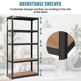 NNECW 1.8m Warehouse Shelving for Books and Kitchenware-Black