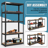 NNECW 1.8m Warehouse Shelving for Books and Kitchenware-Black