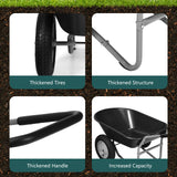 NNECW 2 Tire Wheelbarrow Garden Dolly Utility Cart with14 inch Pneumatic Tires-Black