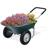 NNECW 2 Tire Wheelbarrow Garden Dolly Utility Cart with14 inch Pneumatic Tires-Green