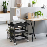 NNECW 3-Tray Rolling Utility Cart with Drawer and Wheels for Garage and Warehouse-Black