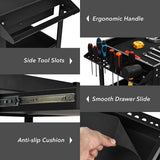NNECW 3-Tray Rolling Utility Cart with Drawer and Wheels for Garage and Warehouse-Black