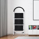 NNECW Folding 3 Steps Iron Stepladder with Platform & Handrail