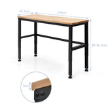 NNECW 134cm Solid Oak Wood Worktable with Adjustable Height for Garage