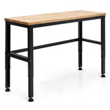 NNECW 134cm Solid Oak Wood Worktable with Adjustable Height for Garage