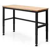 NNECW 134cm Solid Oak Wood Worktable with Adjustable Height for Garage
