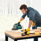 NNECW 134cm Solid Oak Wood Worktable with Adjustable Height for Garage