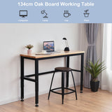 NNECW 134cm Solid Oak Wood Worktable with Adjustable Height for Garage