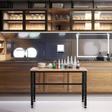 NNECW 134cm Solid Oak Wood Worktable with Adjustable Height for Garage