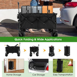 NNECW Folding Wagon Utility Cart with Adjustable Handle for Garden Shopping