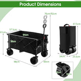 NNECW Folding Wagon Utility Cart with Adjustable Handle for Garden Shopping