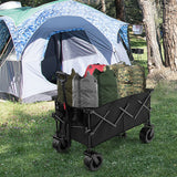 NNECW Folding Wagon Utility Cart with Adjustable Handle for Garden Shopping