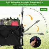 NNECW Folding Wagon Utility Cart with Adjustable Handle for Garden Shopping