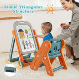 NNECW Art Easel with Height Adjustable Magnetic Whiteboard  for Toddlers