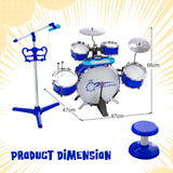 NNECW Kids Drum Keyboard Set with Stool &amp Microphone Stand-Blue