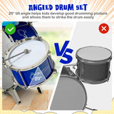 NNECW Kids Drum Keyboard Set with Stool &amp Microphone Stand-Blue
