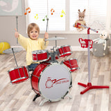 NNECW Kids Drum Keyboard Set with Stool &amp Microphone Stand-Red