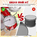 NNECW Kids Drum Keyboard Set with Stool &amp Microphone Stand-Red