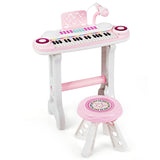 NNECW 37-Key Electronic Kids Piano with Stool & Microphone