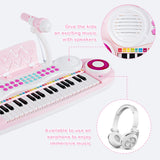 NNECW 37-Key Electronic Kids Piano with Stool & Microphone