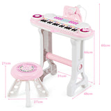 NNECW 37-Key Electronic Kids Piano with Stool & Microphone