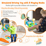 NNECW Kids Steering Wheel Simulated Driving Toy Set with Lights & Sounds