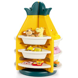 NNECW 360 Revolving Pineapple Shelf with Plastic Bins for Kids