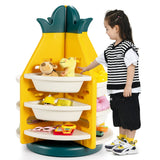 NNECW 360 Revolving Pineapple Shelf with Plastic Bins for Kids
