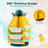 NNECW 360 Revolving Pineapple Shelf with Plastic Bins for Kids