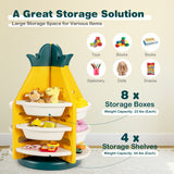 NNECW 360 Revolving Pineapple Shelf with Plastic Bins for Kids