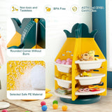 NNECW 360 Revolving Pineapple Shelf with Plastic Bins for Kids