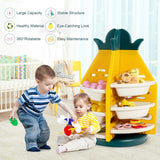 NNECW 360 Revolving Pineapple Shelf with Plastic Bins for Kids