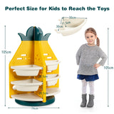 NNECW 360 Revolving Pineapple Shelf with Plastic Bins for Kids