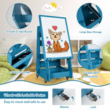 NNECW Multifunctional Art Easel with Storage for Kids-Navy
