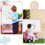 NNECW Multifunctional Art Easel with Storage for Kids-Pink