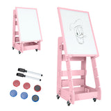 NNECW Multifunctional Art Easel with Storage for Kids-Pink