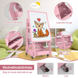 NNECW Multifunctional Art Easel with Storage for Kids-Pink