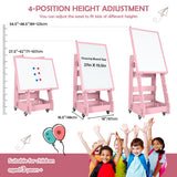NNECW Multifunctional Art Easel with Storage for Kids-Pink