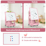 NNECW Multifunctional Art Easel with Storage for Kids-Pink