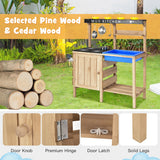 NNECW  Wood Outdoor Kids Play Kitchen Toy with Well-Stocked Kitchen Accessories for Kids